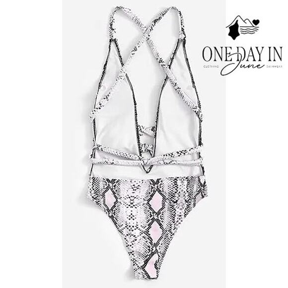 SweatyRocks Deep V Tie Wrap One Piece Swimsuit Size XL - Picture 2 of 6